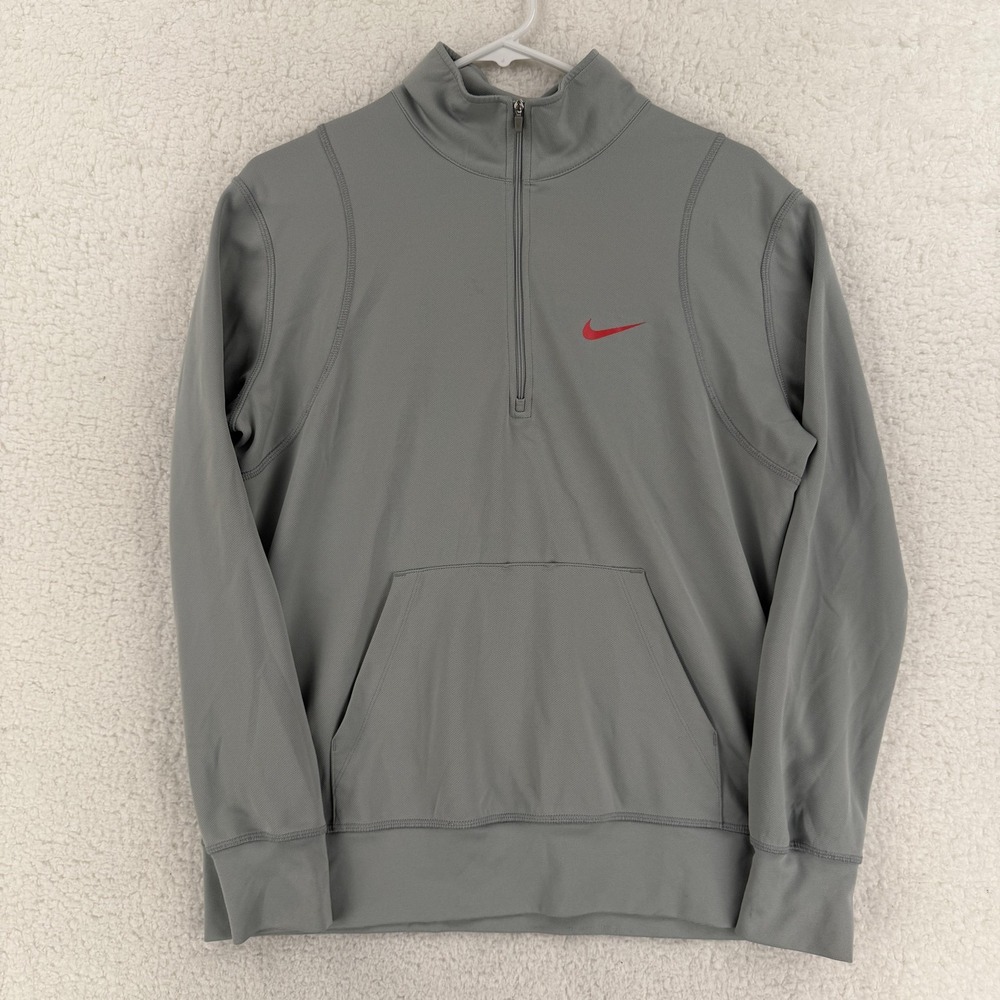Nike Sweatshirt Womens Large Gray 1/4 Zip Swoosh Logo Athletic Lightweight